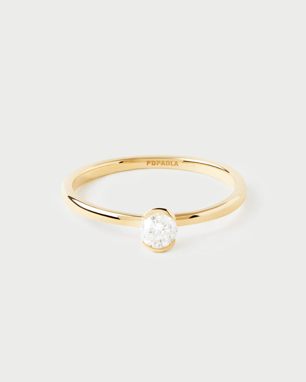 PDPAOLA Diamond And Gold Grace Mini Solitary Ring