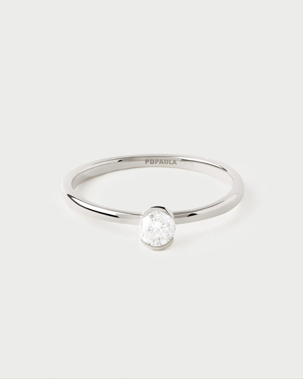 PDPAOLA Diamond And White Grace Mini Solitary Ring