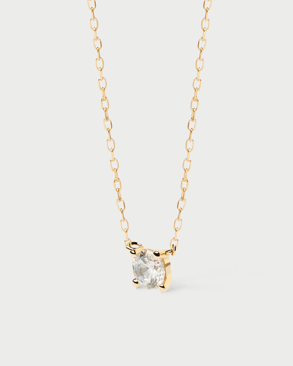 PDPAOLA Diamonds and Gold Solitaire Medium Necklace