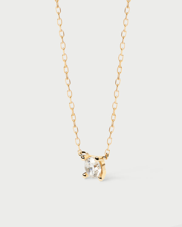 PDPAOLA Diamonds and Gold Solitaire Mini Necklace