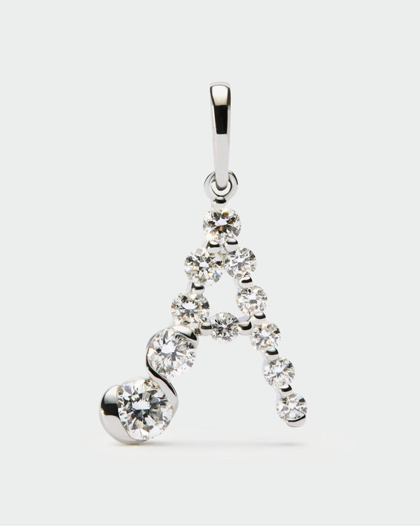 PDPAOLA Diamonds and white gold A initial pendant