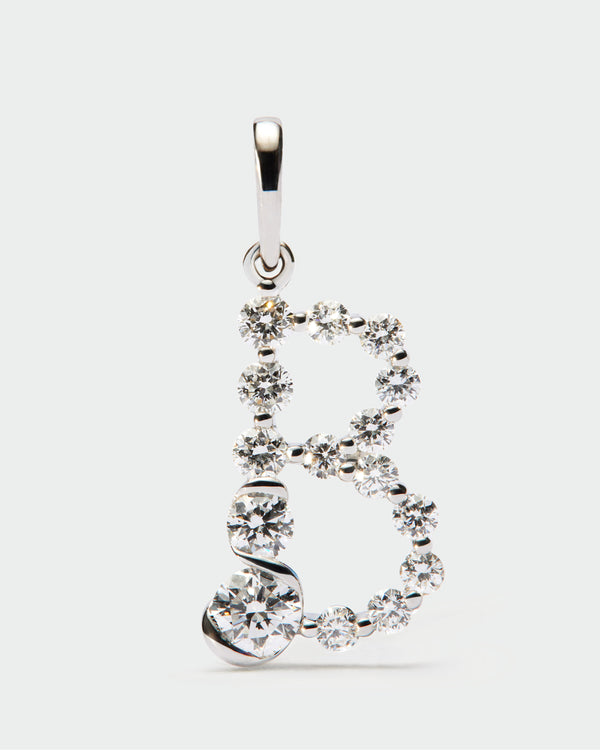 PDPAOLA Diamonds and white gold B initial pendant