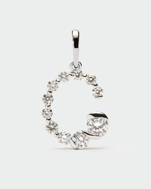 PDPAOLA Diamonds and white gold C initial pendant