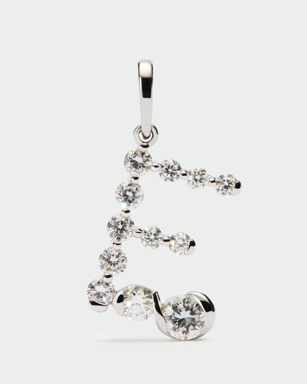 PDPAOLA Diamonds And White Gold E Initial Pendant