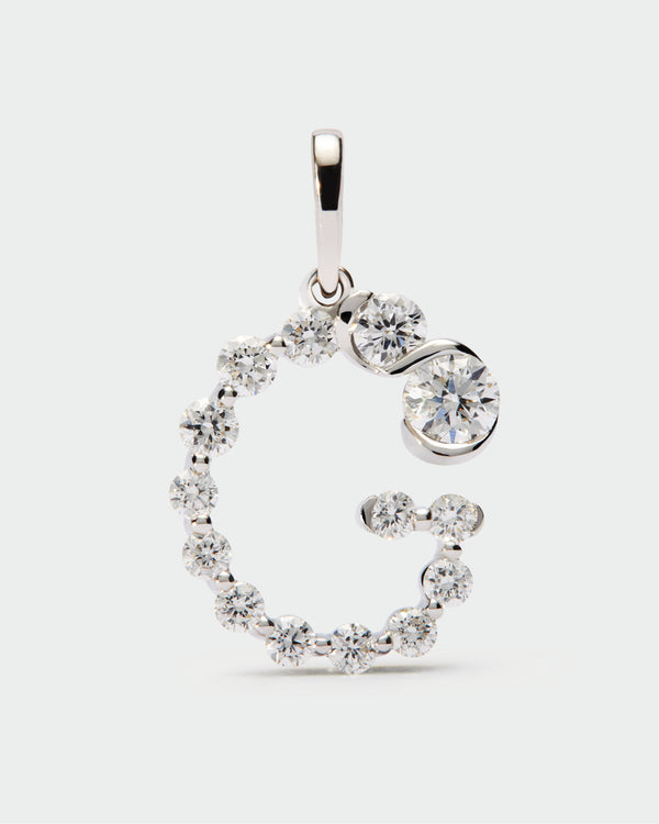 PDPAOLA Diamonds and white gold G initial pendant