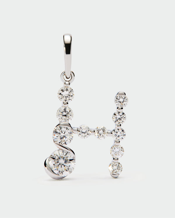 PDPAOLA Diamonds And White Gold H Initial Pendant