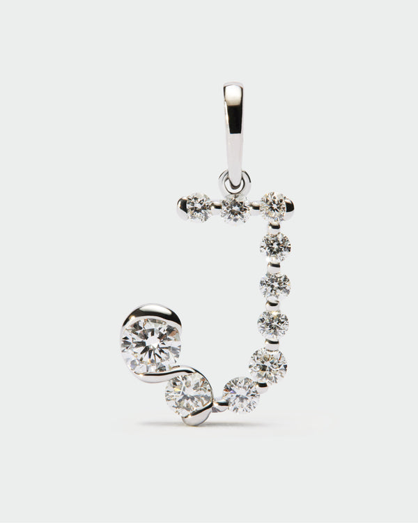 PDPAOLA Diamonds and white gold J initial pendant