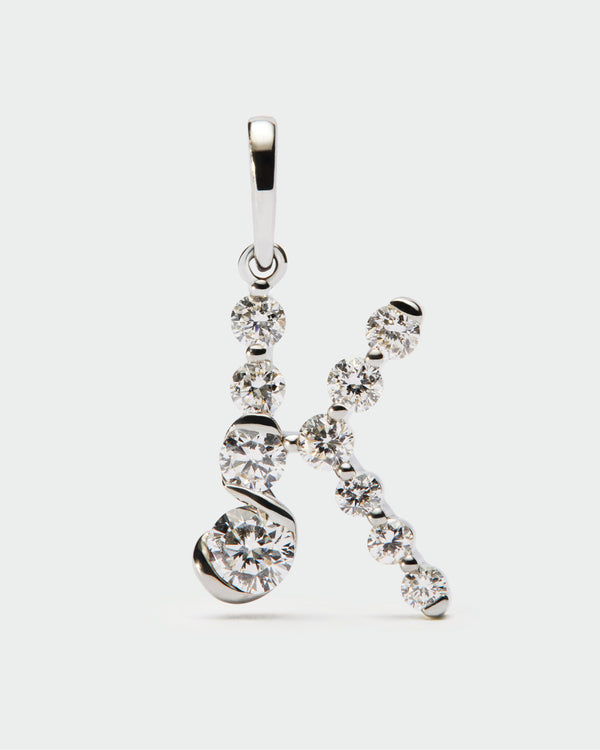 PDPAOLA Diamonds And White Gold K Initial Pendant