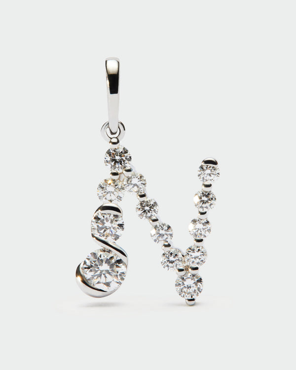 PDPAOLA Diamonds and white gold N initial pendant