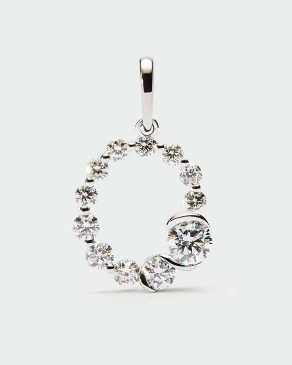 PDPAOLA Diamonds and white gold O initial pendant