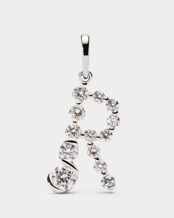 PDPAOLA Diamonds and white gold R initial pendant