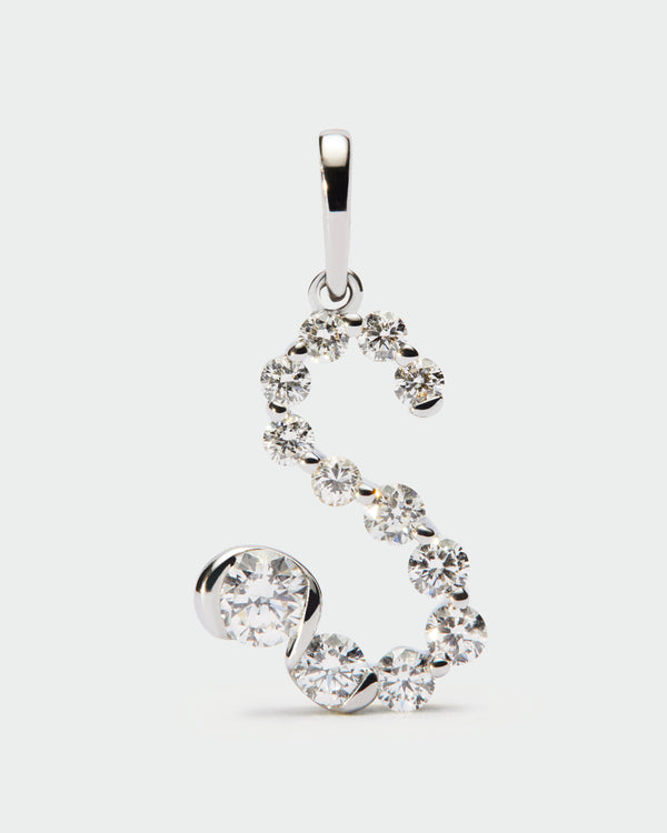 PDPAOLA Diamonds and white gold S initial pendant