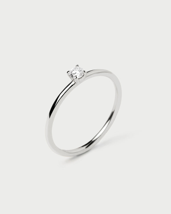 PDPAOLA Diamonds and White Gold Solitaire Mini Ring