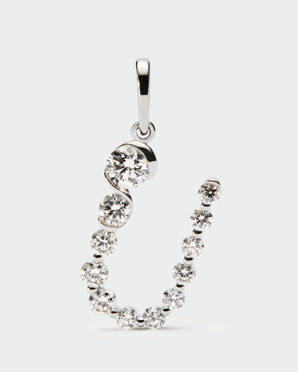 PDPAOLA Diamonds and white gold U initial pendant