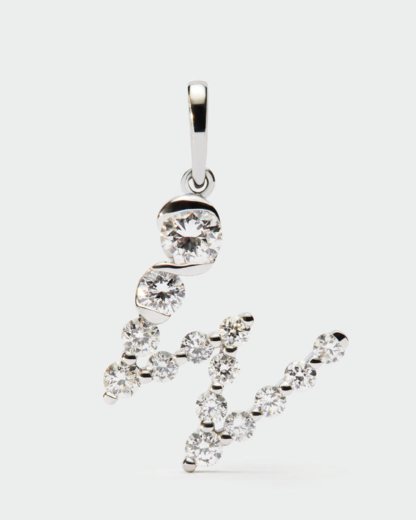PDPAOLA Diamonds and white gold W initial pendant