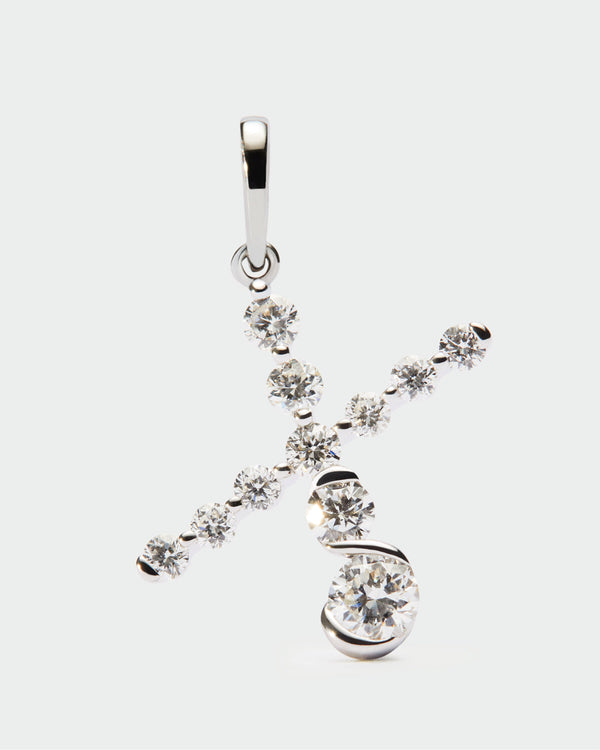 PDPAOLA Diamonds and white gold X initial pendant