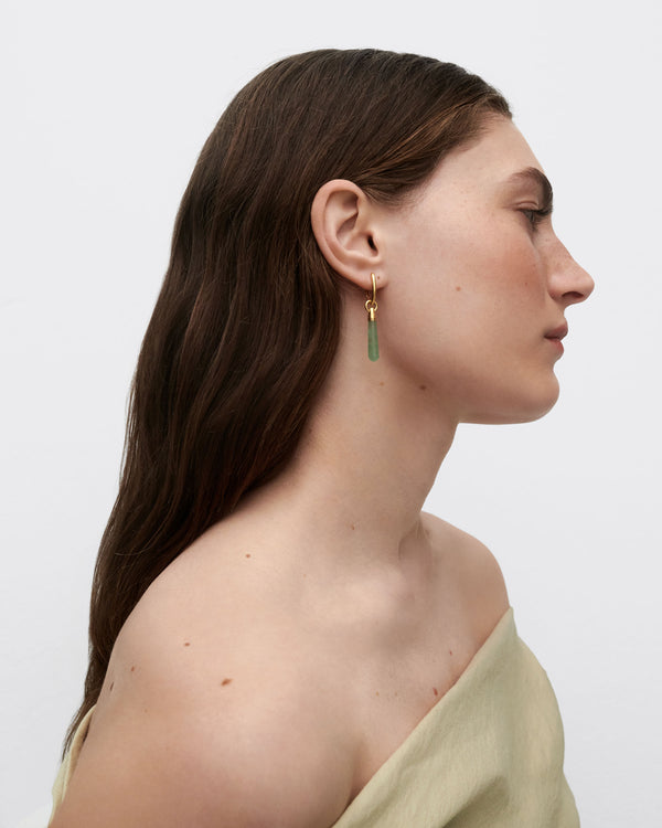 PDPAOLA Green Aventurine Large Jupiter Single Hoop