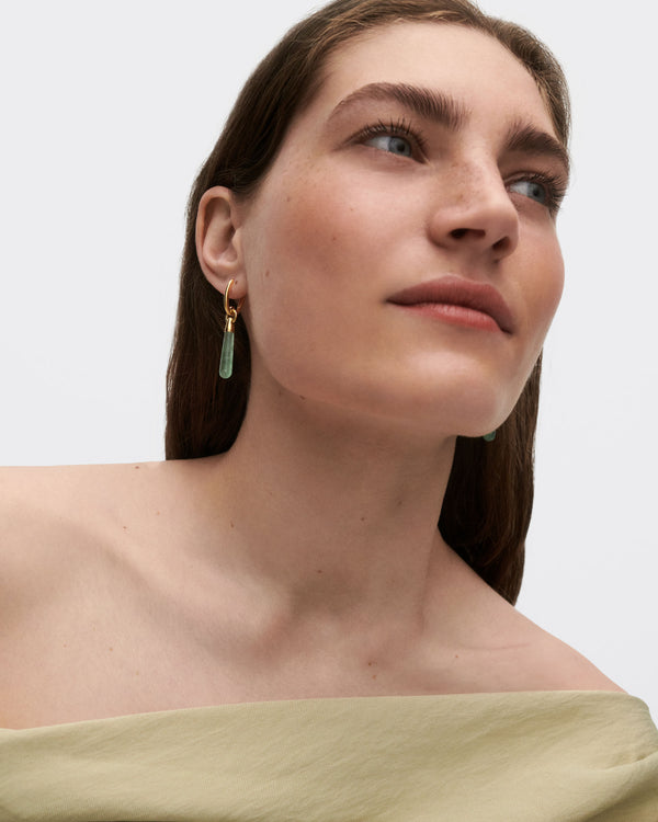 PDPAOLA Green Aventurine Large Jupiter Single Hoop