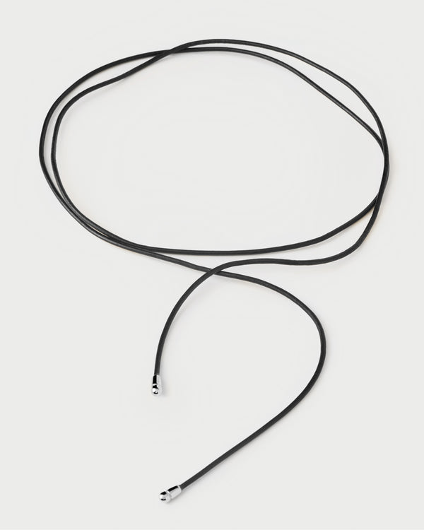 PDPAOLA Dana Silver leather bow necklace