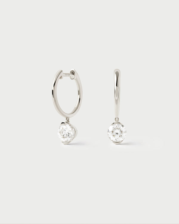 PDPAOLA Diamond and white gold Grace hoops