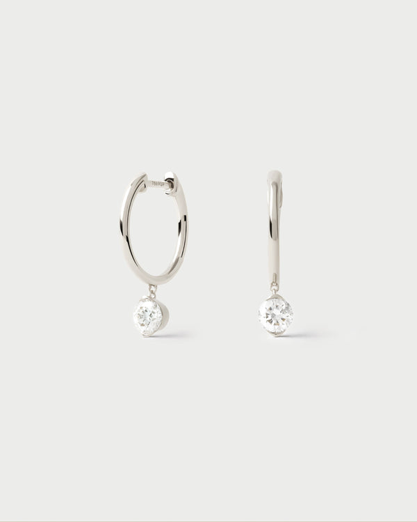 PDPAOLA Diamond and white gold Grace Mini hoops