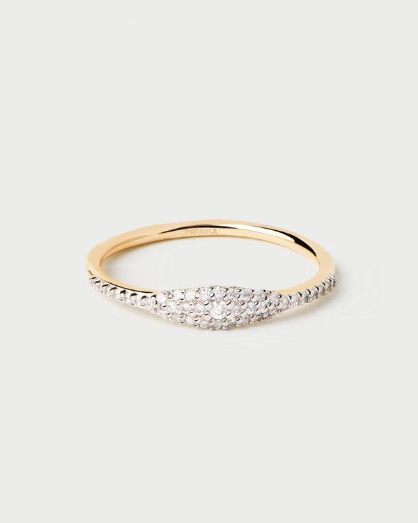 PDPAOLA Diamonds And Gold Estella Stamp Ring