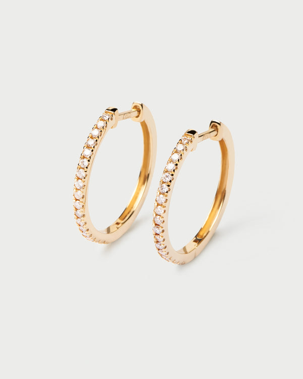 PDPAOLA Diamonds and Gold Eternity Medium Hoops