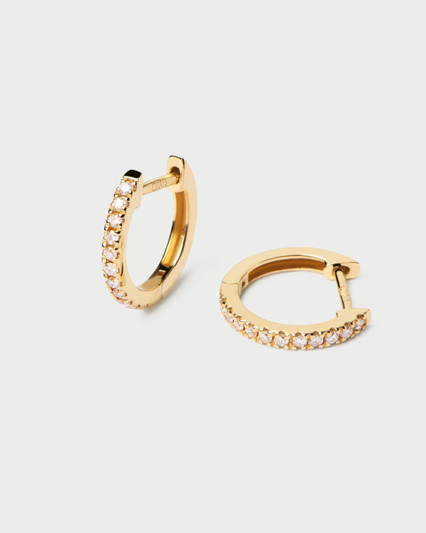PDPAOLA Diamonds and Gold Eternity Mini Hoops