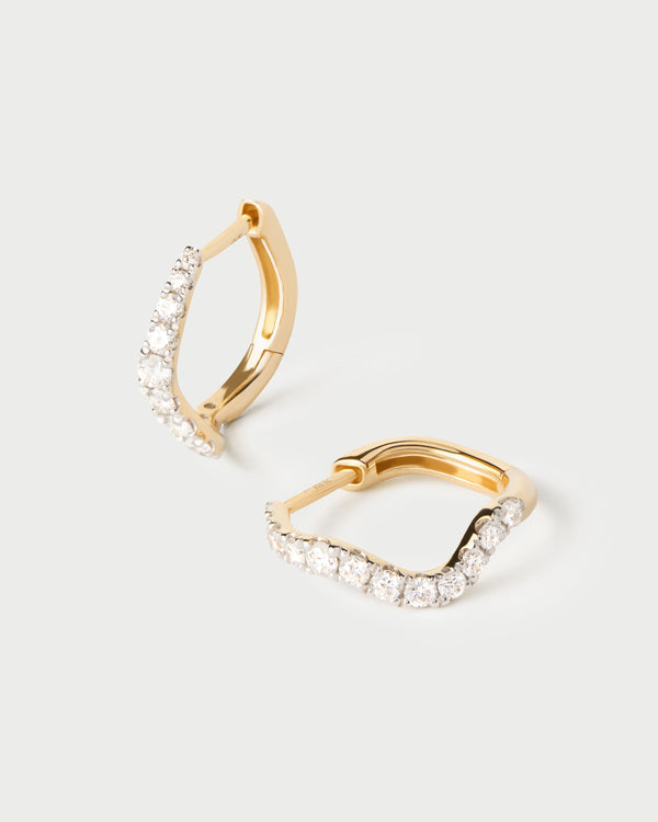 PDPAOLA Diamonds And Gold Flow Hoops