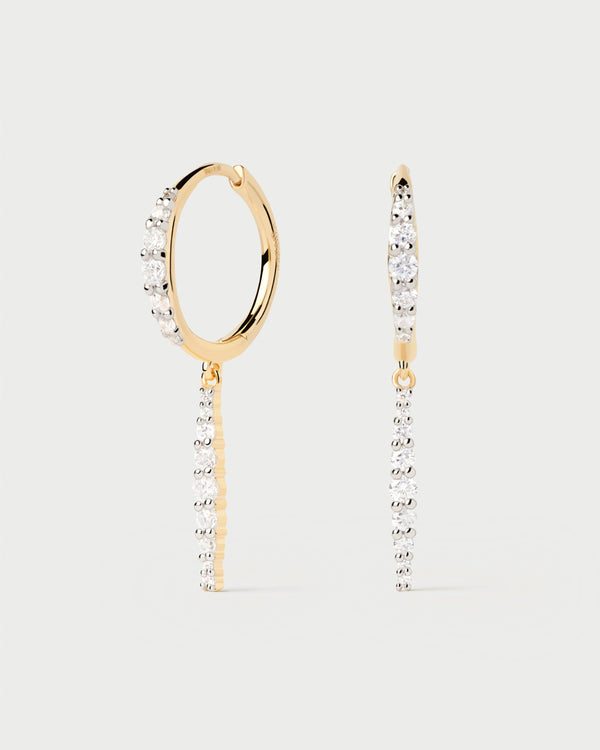 PDPAOLA Diamonds And Gold Kate Drop Hoops