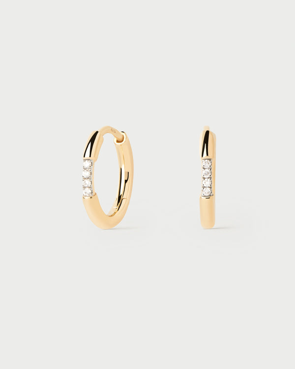PDPAOLA Diamonds and gold Mini Nora hoops