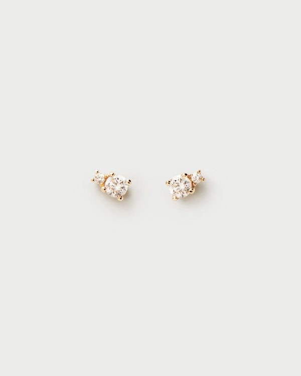 PDPAOLA Diamonds and Gold Solitaire Duo Studs
