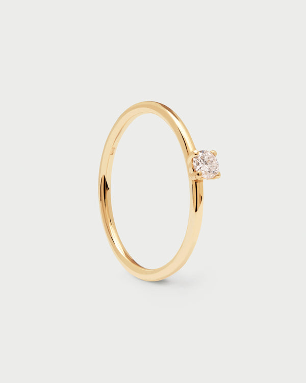 PDPAOLA Diamonds and gold Solitaire Medium Ring