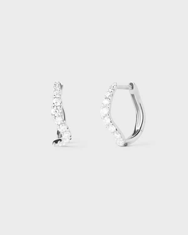 PDPAOLA Diamonds and white gold Flow hoops