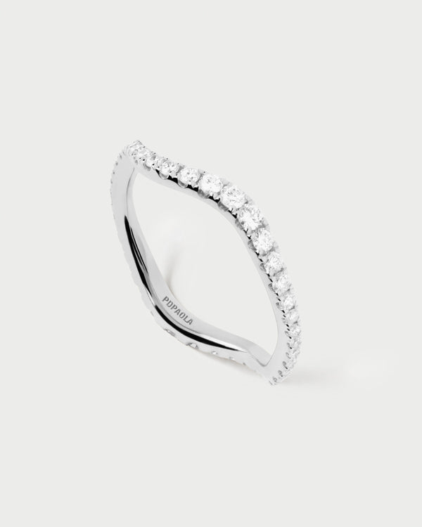 PDPAOLA Diamonds and white gold Flow ring