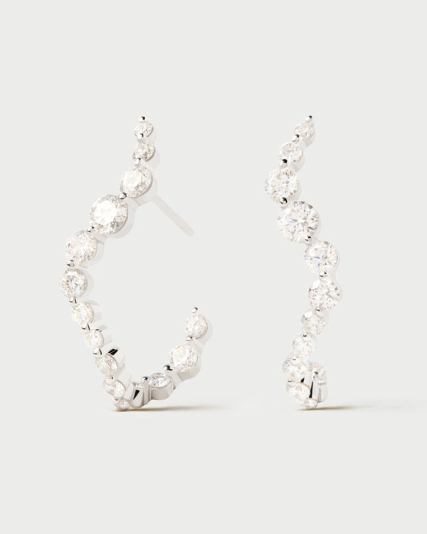 PDPAOLA Diamonds and white gold Mini Venus hoops