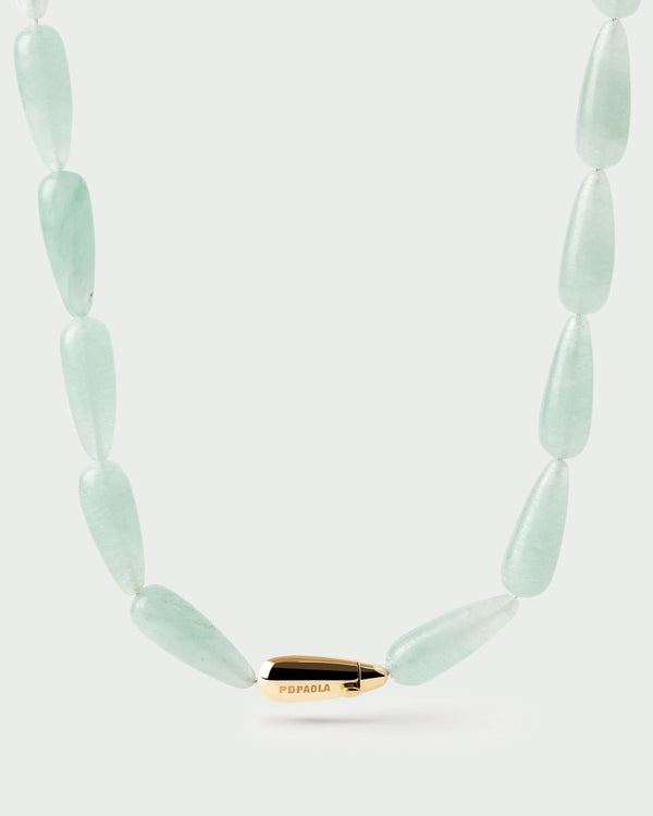 PDPAOLA Green aventurine Drop necklace