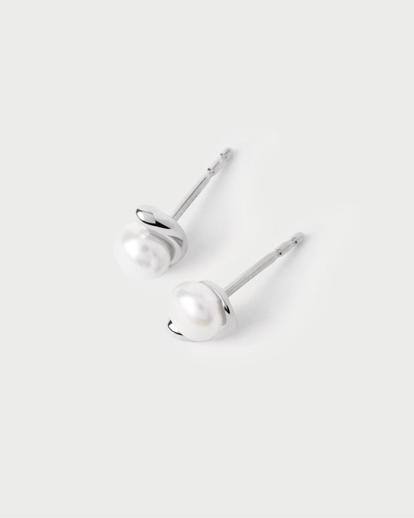 PDPAOLA La Perla Mini Stud Silver Earrings