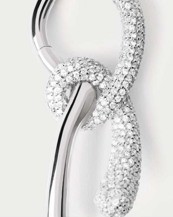 PDPAOLA Pave Twist Silver Hoops