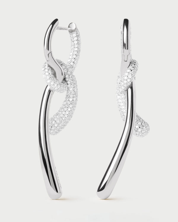 PDPAOLA Pave Twist Silver Hoops