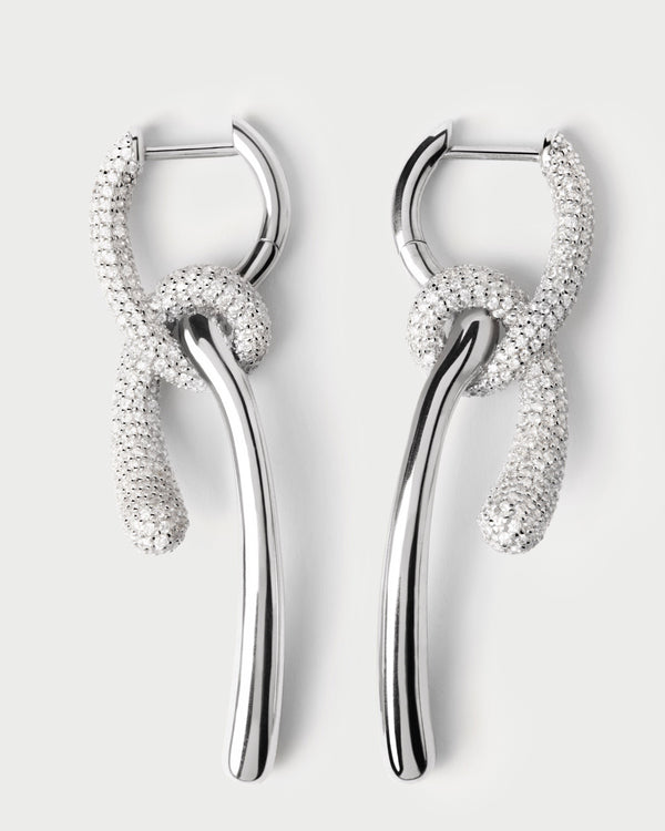PDPAOLA Pave Twist silver hoops