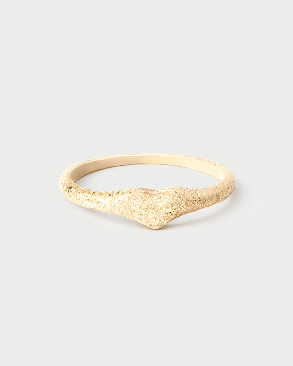 PDPAOLA Sandblasted Gold Heart Stamp Ring