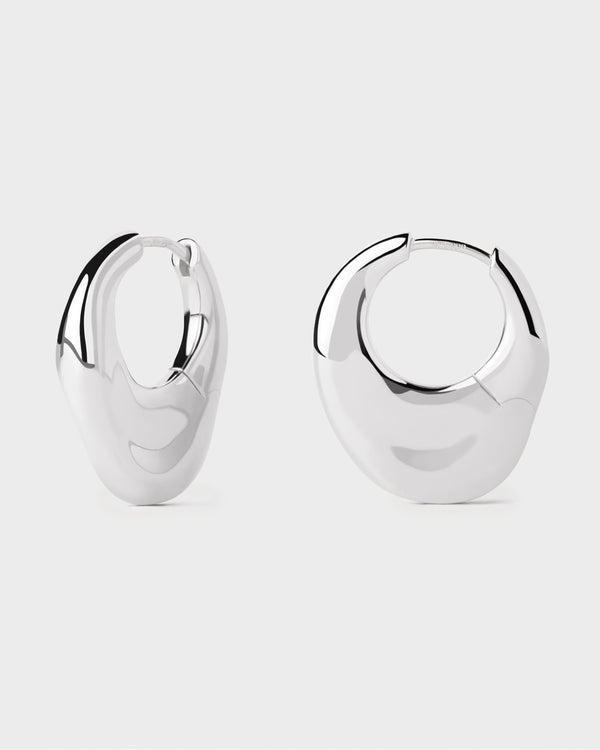 PDPAOLA Volcano silver hoops