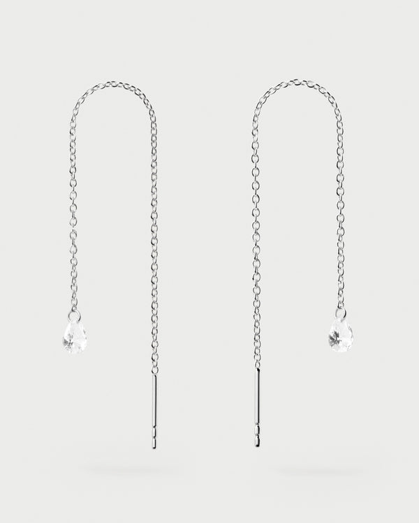 PDPAOLA Waterfall Drop Silver Earrings