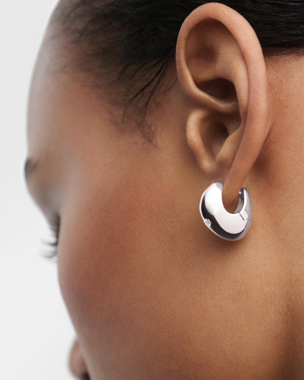 PDPAOLA Wave Silver Hoops
