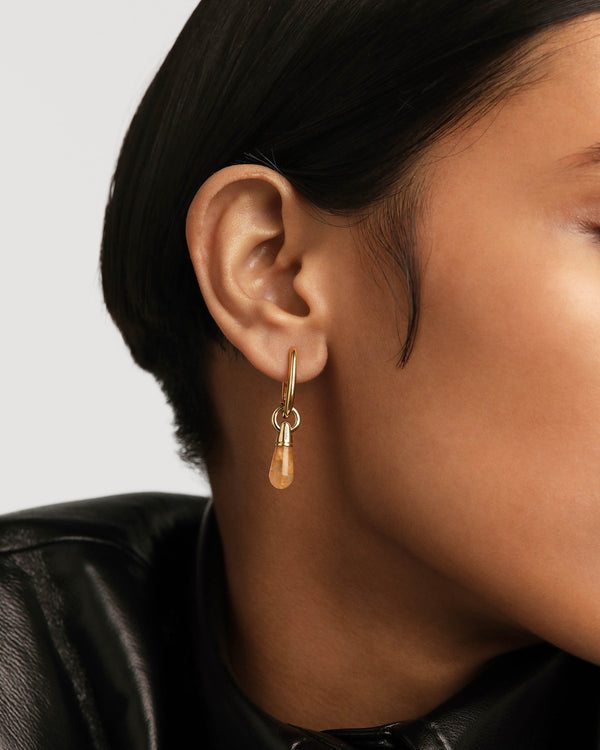 PDPAOLA Yellow Aventurine Jupiter Single Hoop