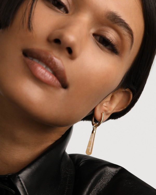 PDPAOLA Yellow Aventurine Large Jupiter Single Hoop