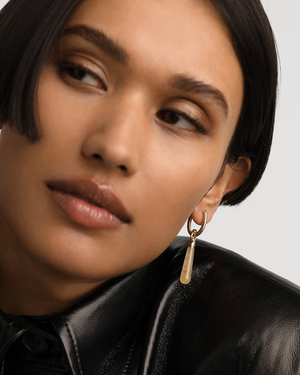 PDPAOLA Yellow Aventurine Large Jupiter Single Hoop